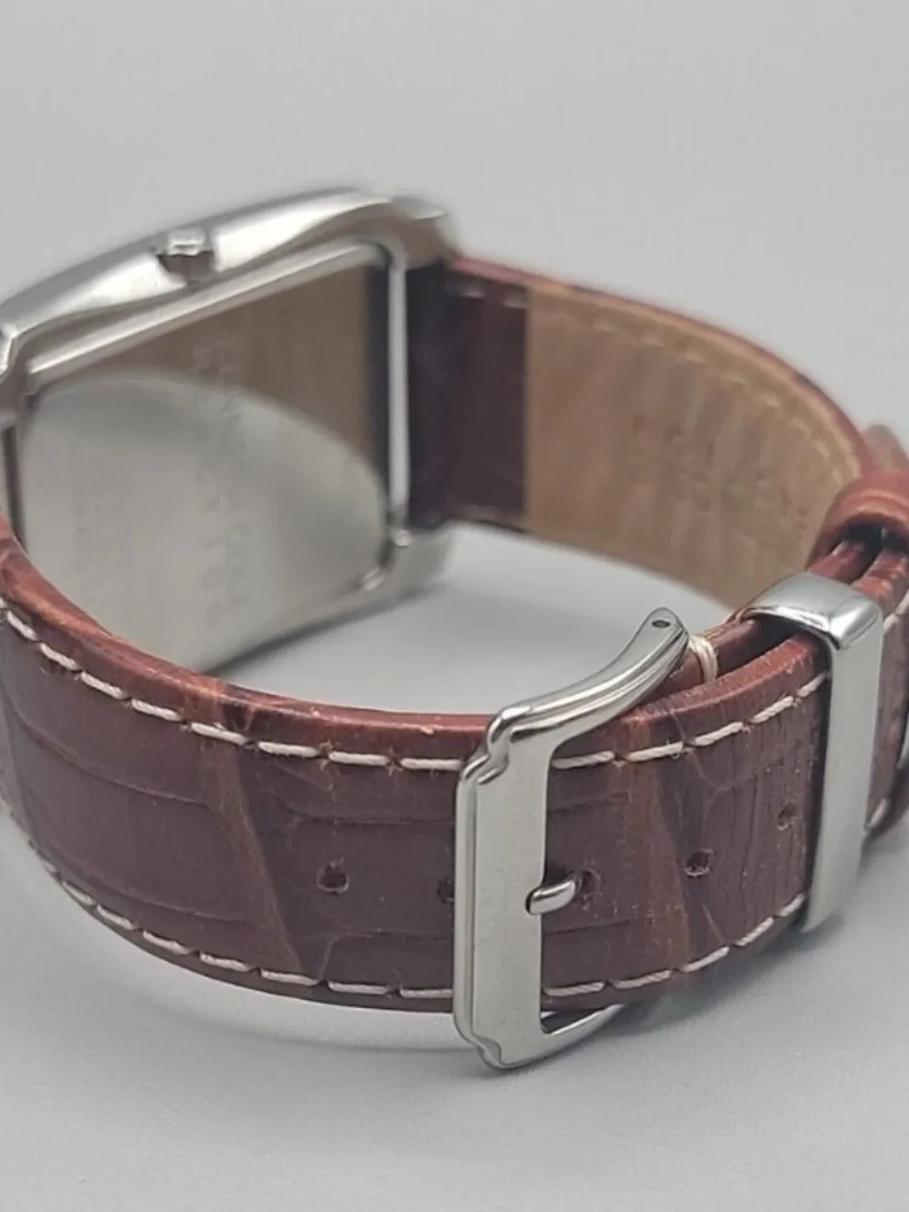Kenneth Cole Reaction Mens Brown Watch KC1327 Croco Leather Band Date Display